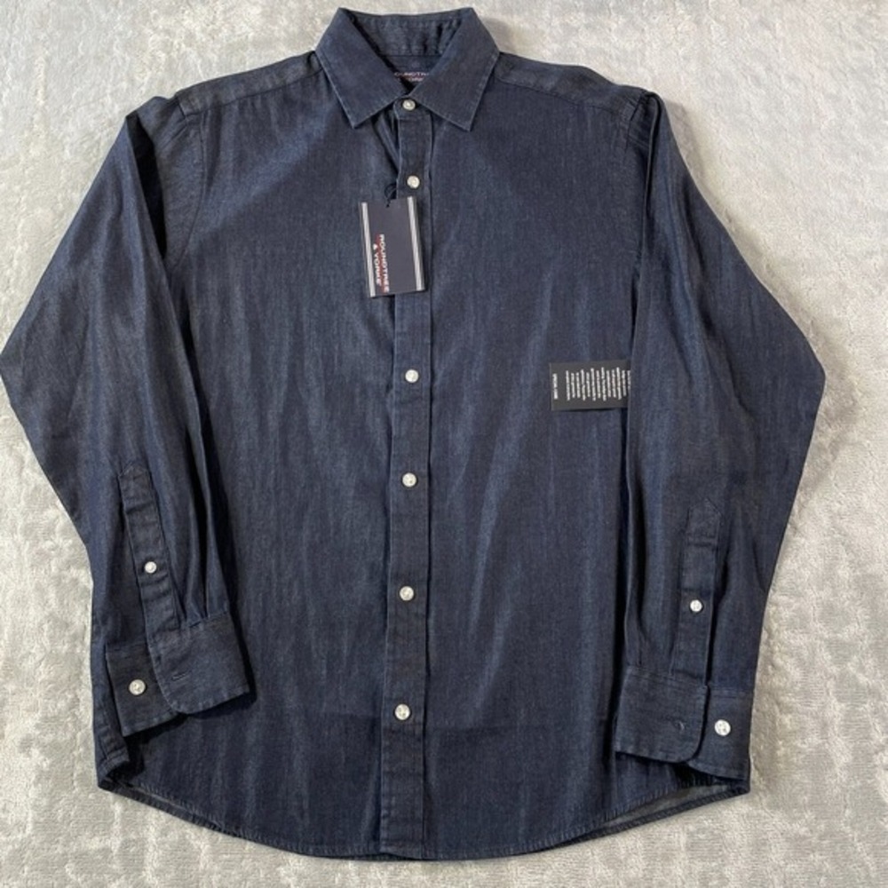 Roundtree Yorke Shirt Mens Size‎ Small Blue Denim Chambray Long Sleeve Casual